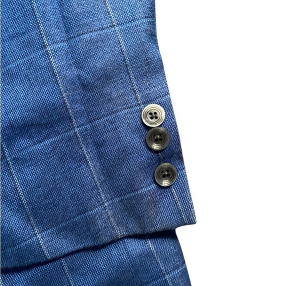 JACK VICTOR Mens 42 R Blue Plaid taly Wool Bamboo Blazer Sport Coat Suit Jacket - Picture 8 of 8